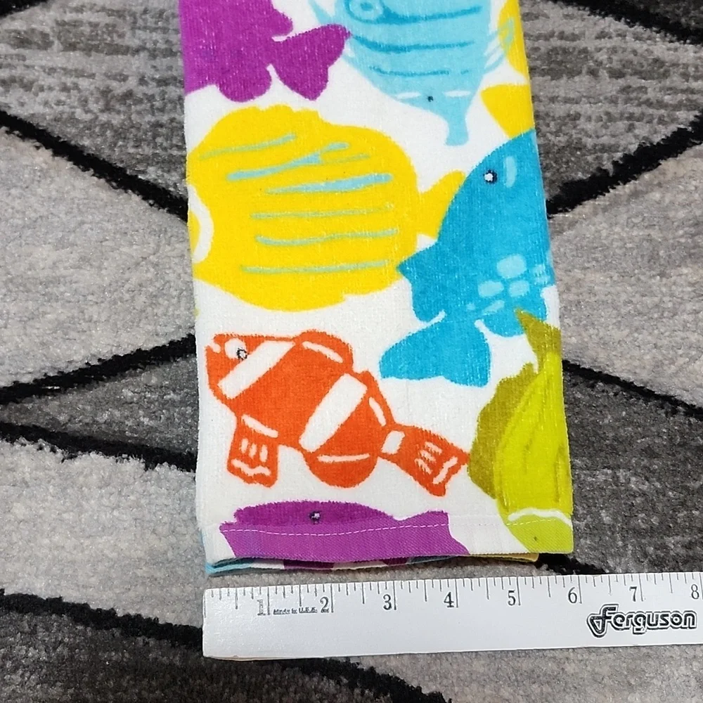 HOME STUDIO TROPICAL FISH THICK COTTON BATH/KITCHEN TOWELS SET-OF-2 PRICE FIRM